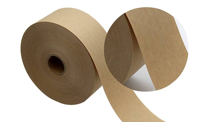 White Gummed Kraft Paper Tape , Fiberglass Paper Packing Tape Water  Activated Logo Printing